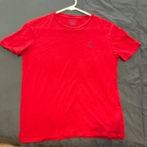 Red polo t-shirt blue horse